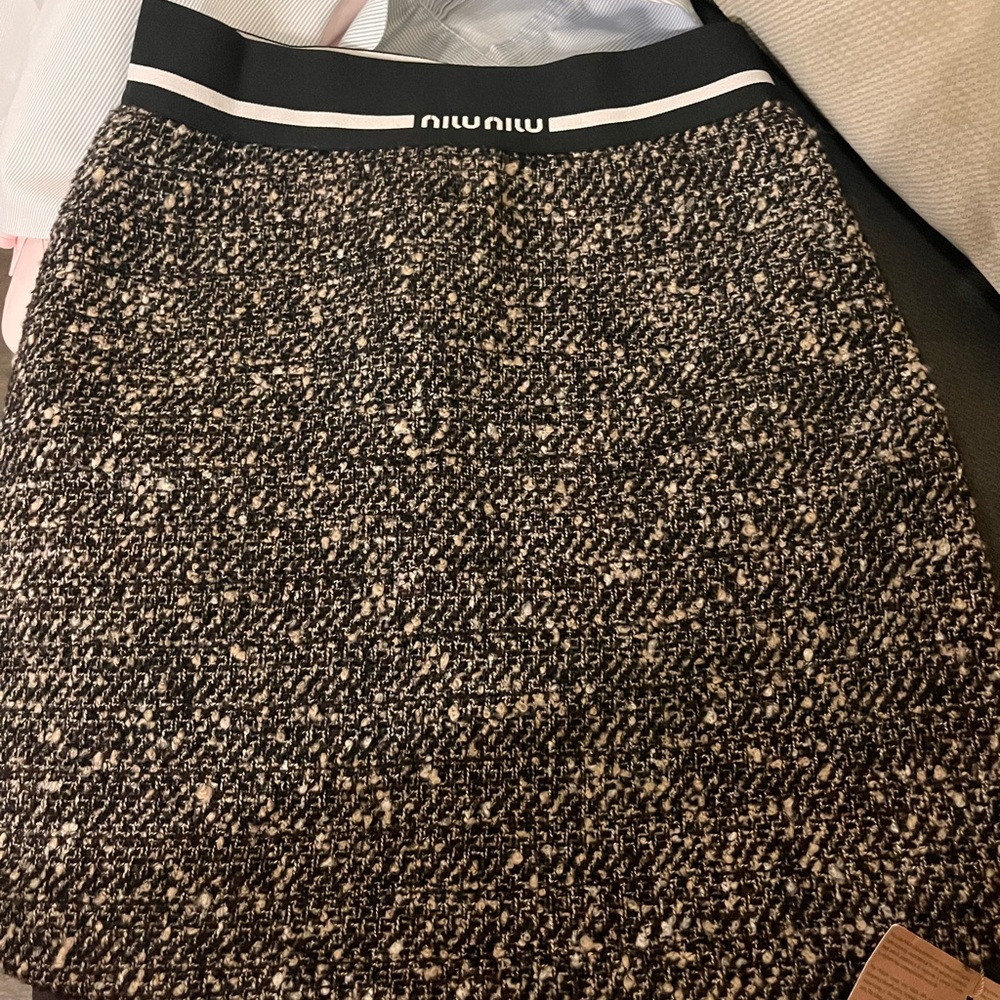 Miu Miu Black and Gray Mini Pencil Skirt